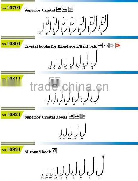 Crystal hooks for Bloodworm fishing hooks