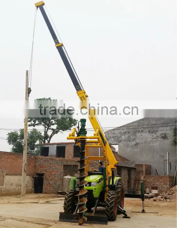 Hydraulic deilling rig with crane and Bulldozer