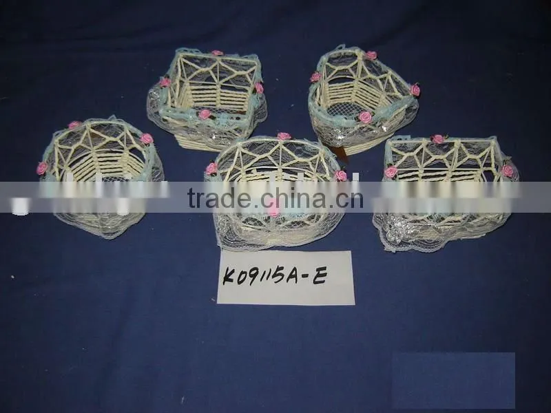 Light yellow cloth and iron frame hand woven Hallowmas gifts boxes