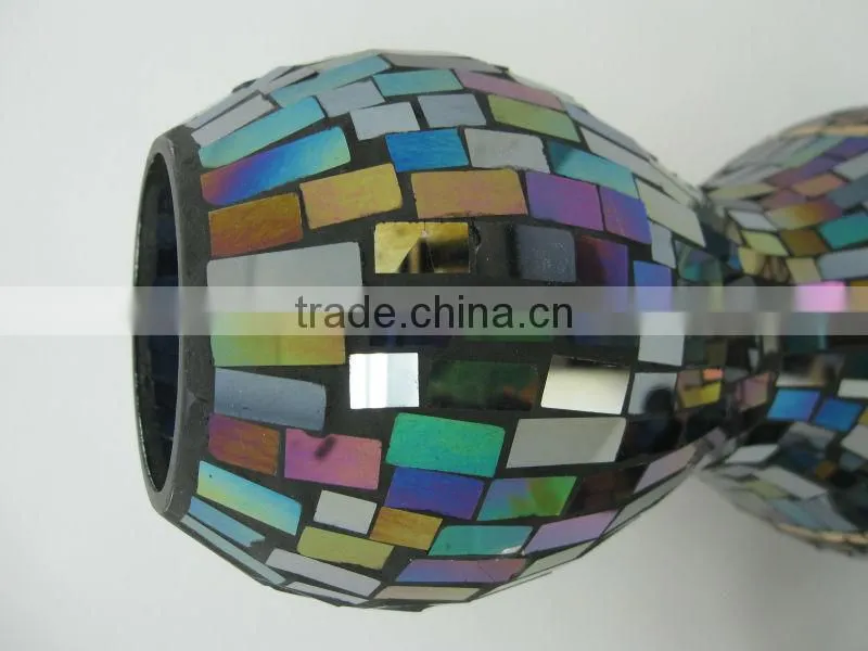 Chinese Murano Style Stained Glass Mosaic Table Huge Decorative 24 Inch Vases