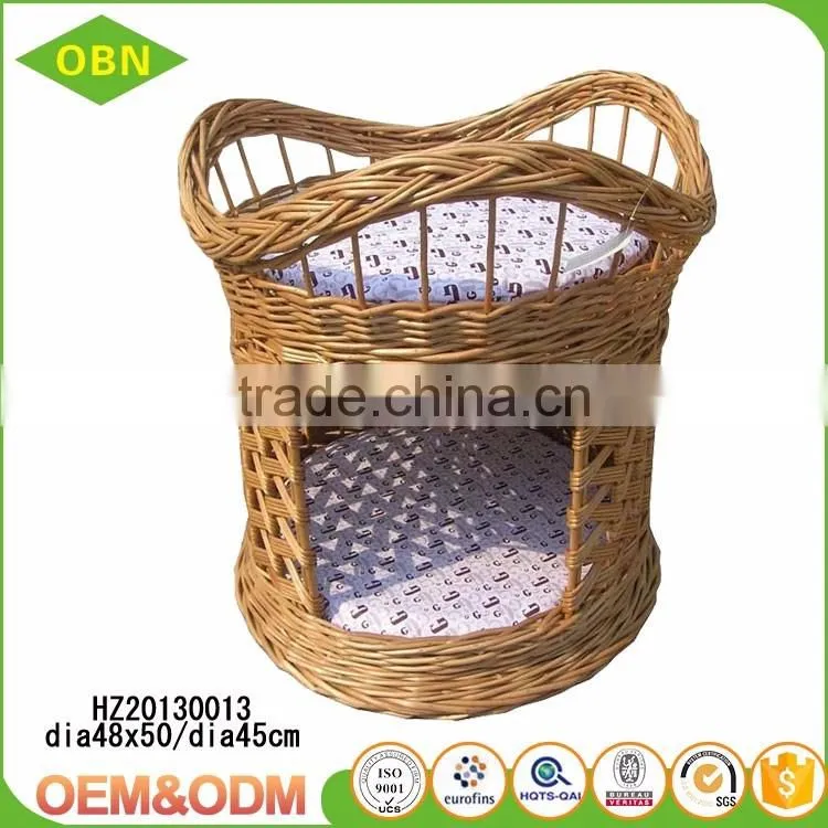 Custom eco-friendly material pure handmade comfortable rattan indoor wicker cat house or pet basket