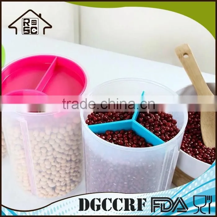 NBRSC Kitchen Divided Plastic Sealed Box Dry Food Storage Crisper Cereal Container with Lids