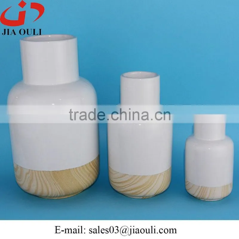 NEW design wood grain white ceramic vase