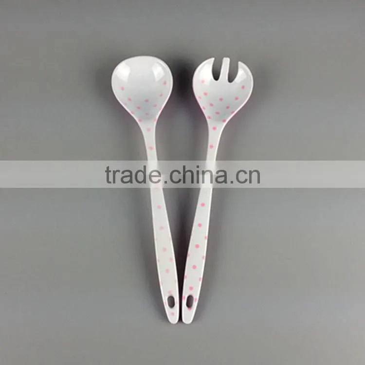 wavy point design melamine kids decorative tea spoon and fork set with hole