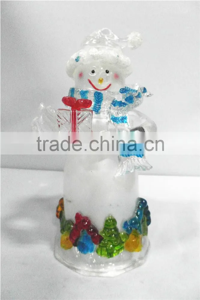 Flashing LED color changing small acrylic snowman