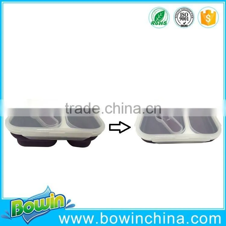 2016 new products Eco-friendly silicone foldable lunch box as seen on tv