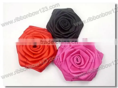 satin 3 inch black ribbon roses