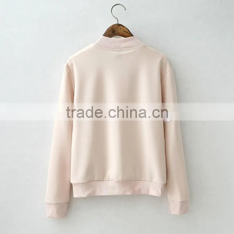 Brand New Cute Baseball Jacket Long Sleeve bomber jacket Stand Collar Slim Womens Coats And Jackets 2016