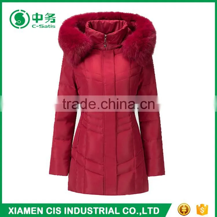 2017 New Arrival Winter Windproof Slim Fit Hooded Womens Parka Jacket