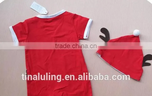 2015 new baby christmas clothes,baby romper blank with hat