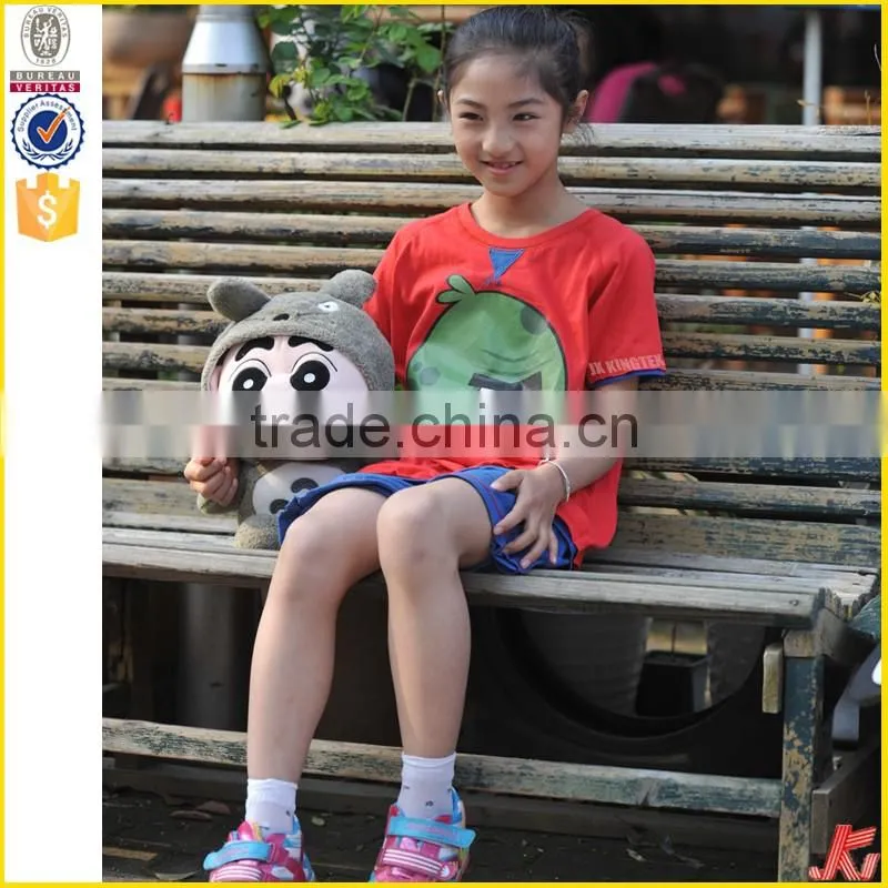 summer short sleeve red cotton girl t-shirt suit