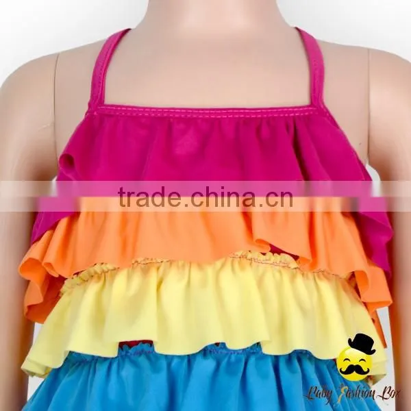 YZA-007 Yiwu Yihong Children Multiple Colour Ruffle Girls Picture Swimwear For 0-6 Year Wears