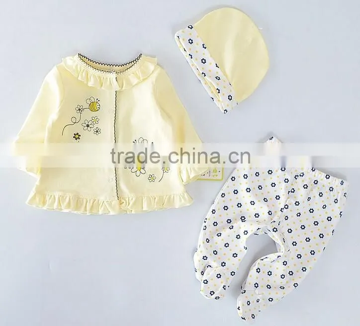 100% cotton Wholesale High Quality Spring Autumn 3PCS/Set Newborn Infant Baby Boy Girl Suits