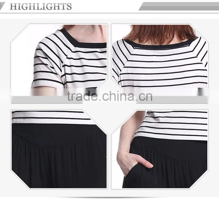 China manufacturer striped white short sleeve ladies t-shirt