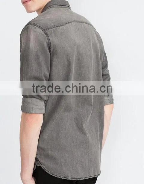 Denim shirt, men's short sleeve shirts