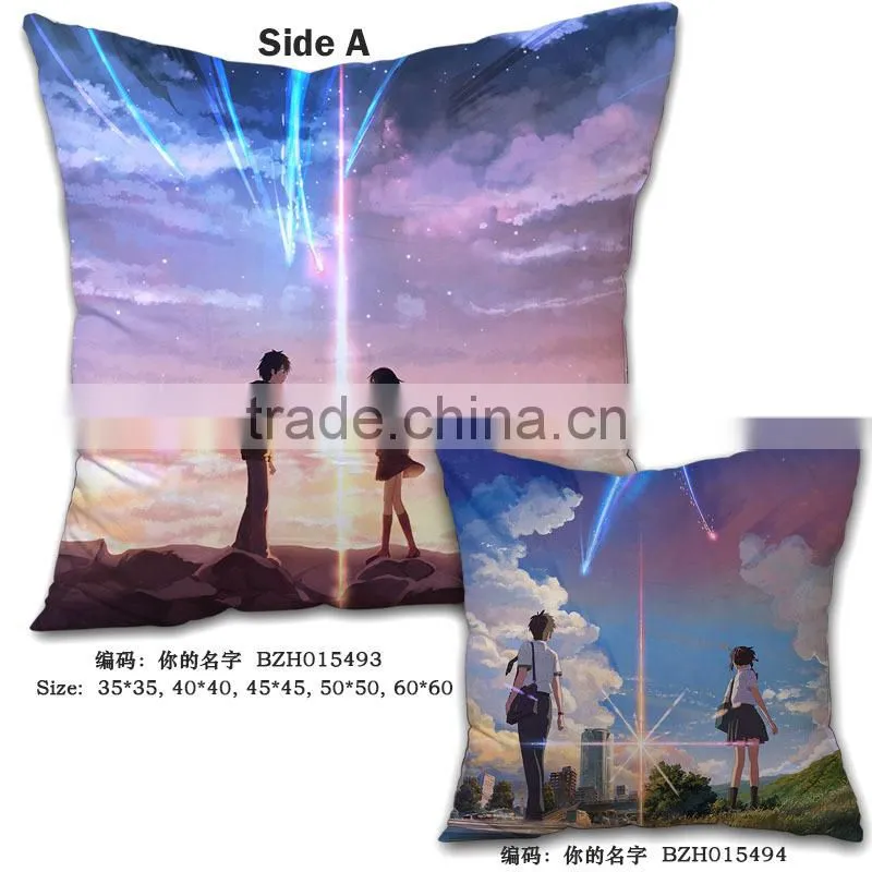Hot sale japan cartoon your name fancy digital printed anime soft pillow