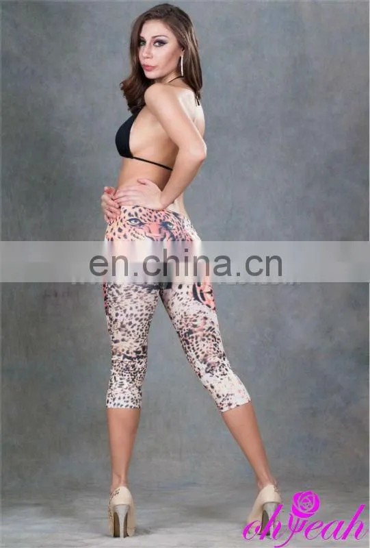 Short digital print leggings animal picture