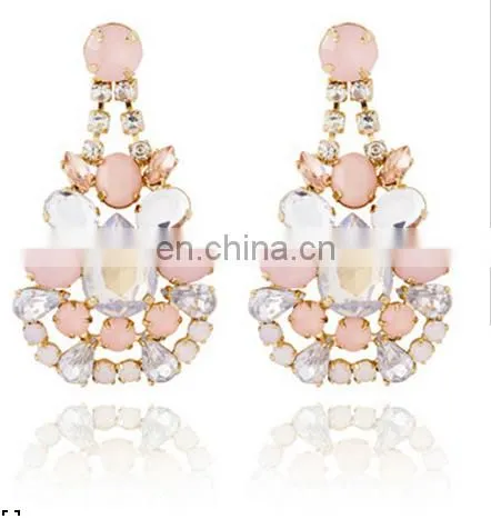 Bijuterias Atacado Cristal Brinco Fashion Emerald Clear Stone Earrings