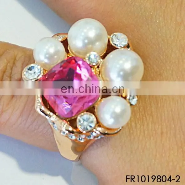 colorful crystal latest gunmetal adjustable finger ring designs