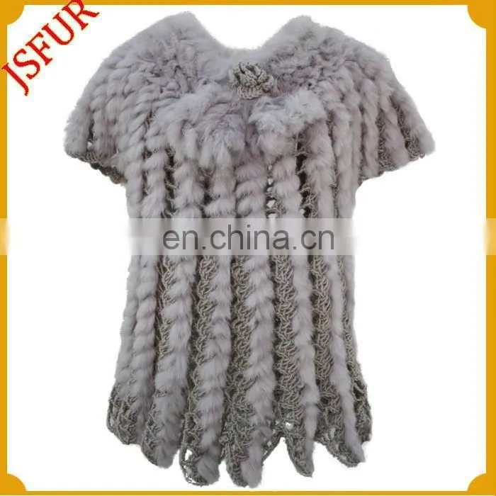 Fashion women's hand crochet vest with fur trim