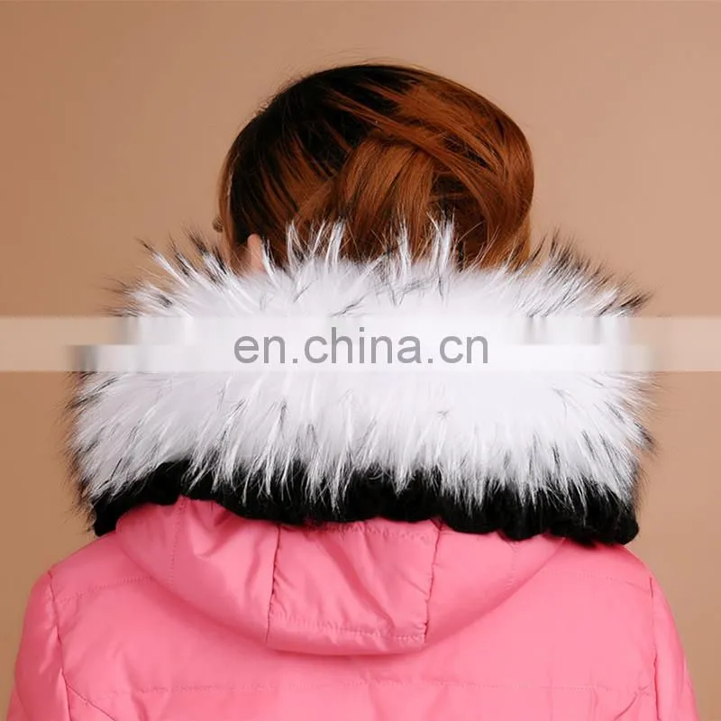 Natural Or White Large Raccoon Fur Collar Raccoon Fur Trim For Hood