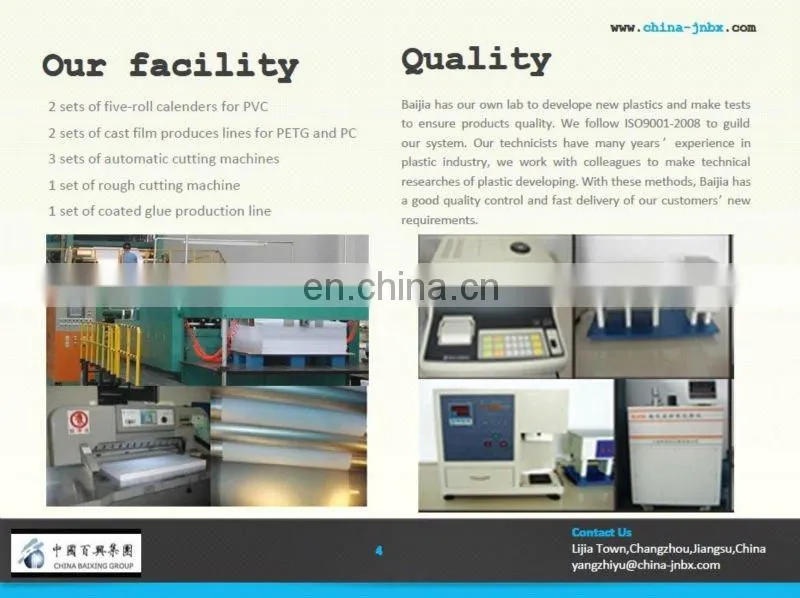 Transparent PET FILM for printing and vacuum forming