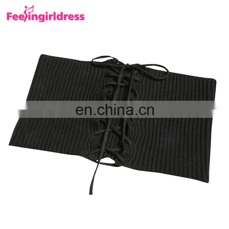 Wholesale Fashion Women Black Knitting Elastic Wide Waist Belt Waist Support Belt