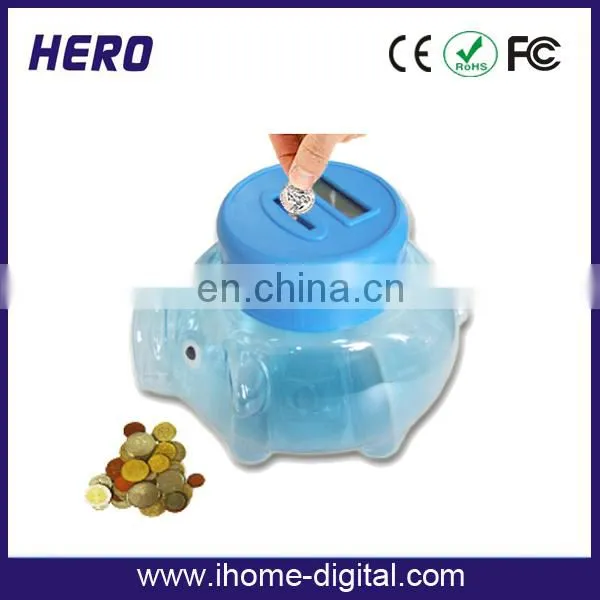 Digital transparent money saving jar custom coin bank for kids made in China