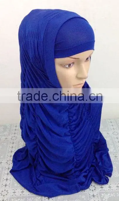 A593 Newest design solid color ruffle TWO Pieces HIJAB
