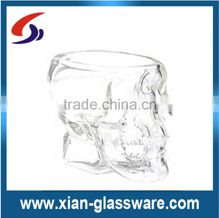 Promotional wholesale doomed skull shot glass/vodka whiskey shot mini glass/skull head shaped wine glass