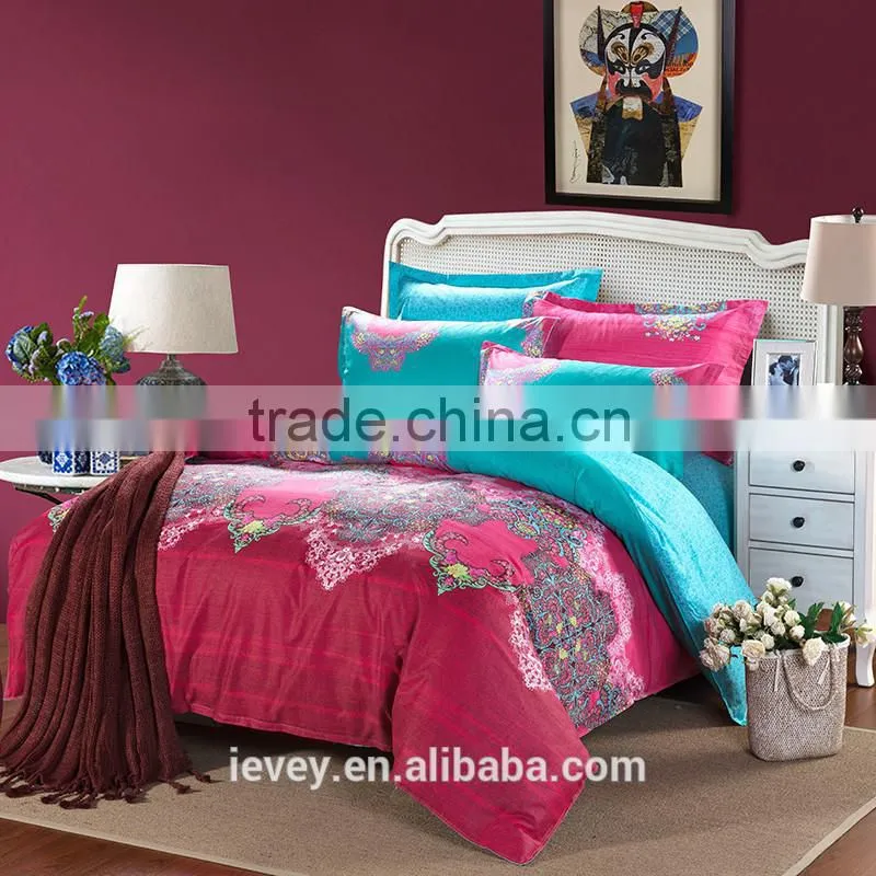 Ievey Reactive printed king size 100% cotton modern bed sheet sets cheap luxury bedroom set