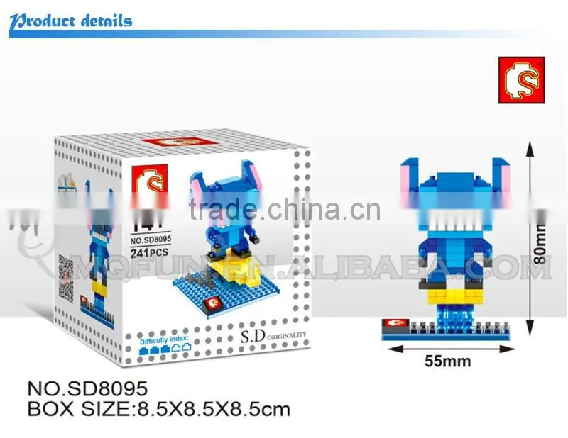Mini Qute Sembo kawaii 4 styles Surfing Stitch diamond plastic building block model educational toy