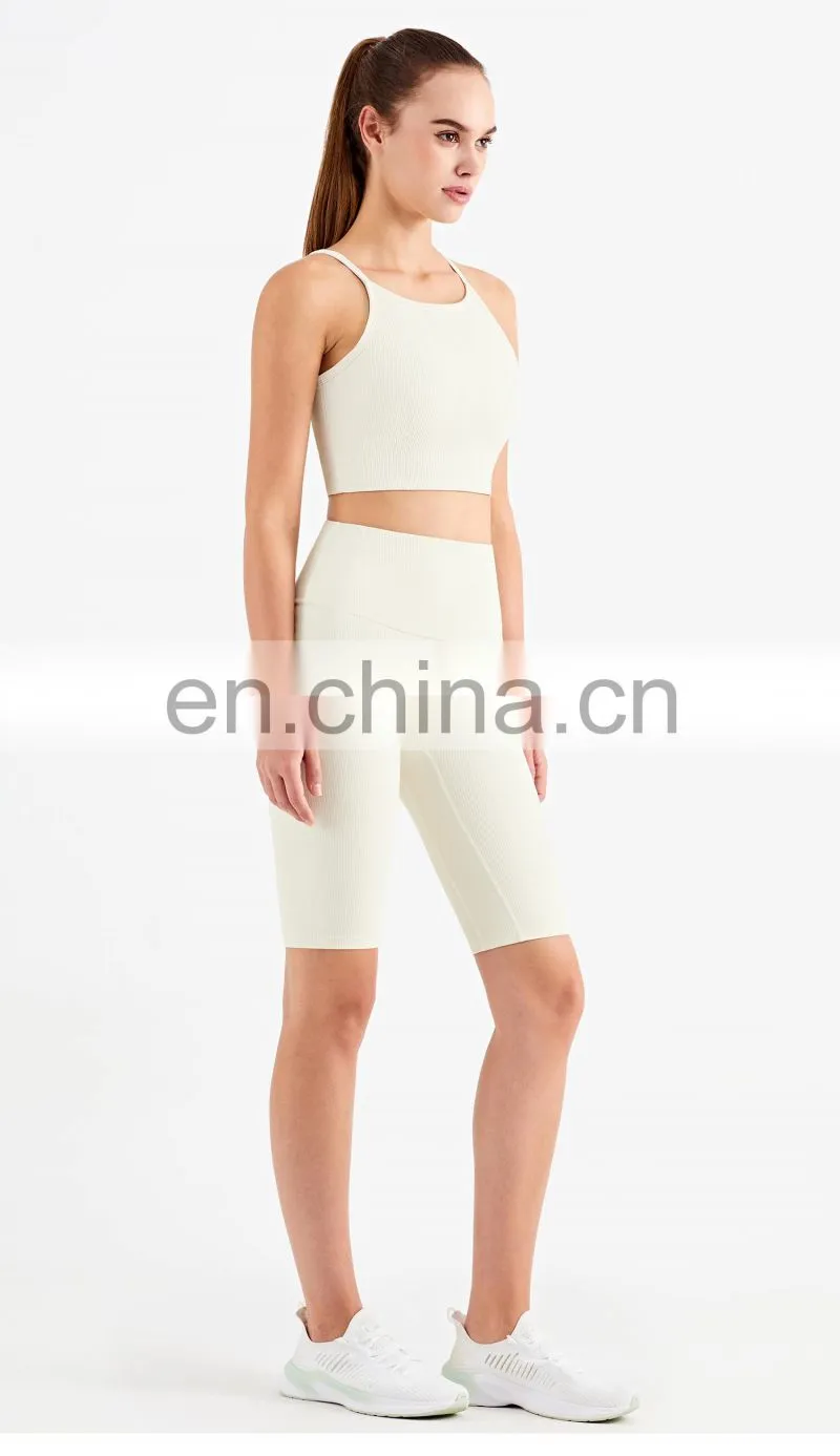Wholesale New Sports Bra High Neck Support Ribber Clothing Women Active Wear Tops