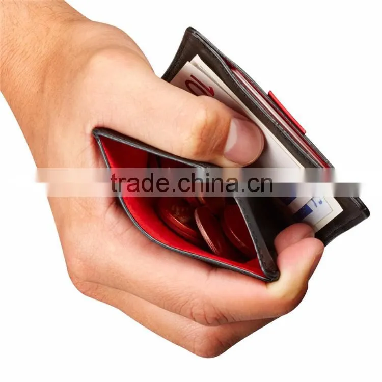 Europe slim leather wallet with coin pouch money clip wallet fro men
