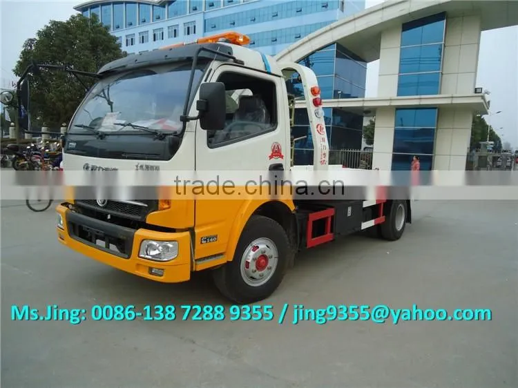 KPT C390 wrecker tow truck 140HP, one drive two flatbed wrecker truck with 5.6m tablet
