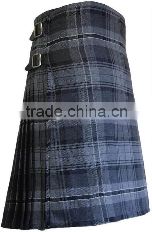 scottish kilt wholesale kilts Black Watch 6 Yard Tartan Kilt Three Buckles With Leather Straps