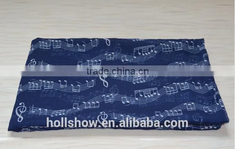 Music Note Printed Fashion Ladies Polyester Circular Scarf Neck Warmer