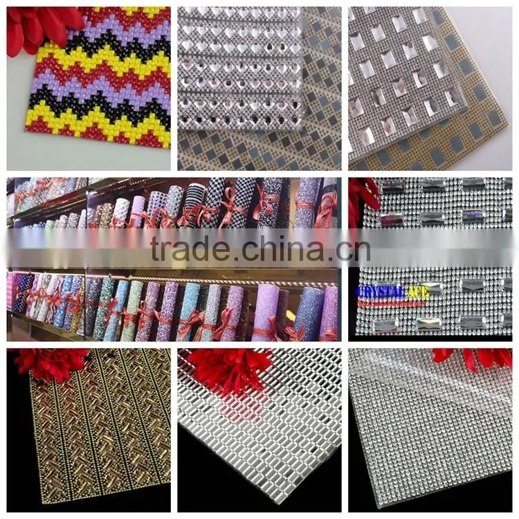 120X45cm ALUMINUM MESH RHINESTONE WITH GLUE BACK HOT FIX