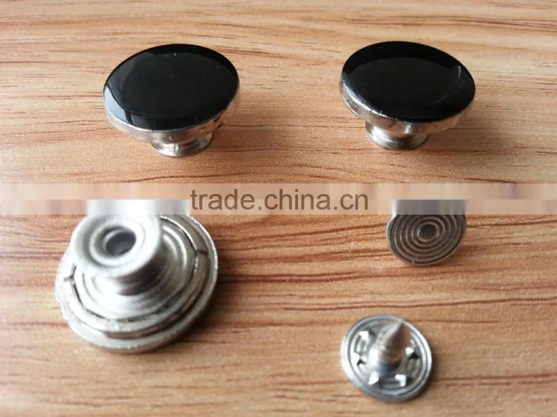 Black Enamelled Removable Metal Jeans Tack Button For Jeans / Jackets -- J1541