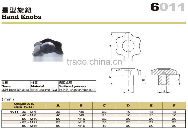 For Auto Feeder and Printing Machine Parts Cast Iron Hand Knobs