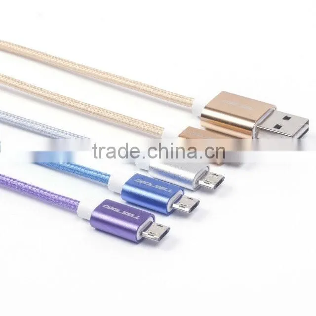 Coolsell Reversible Micro USB Cable For Samsung s6 5pin Metal Cable USB 2.0 Charger Cable