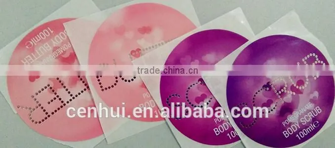 custom colorful round paper sticker for cosmetics