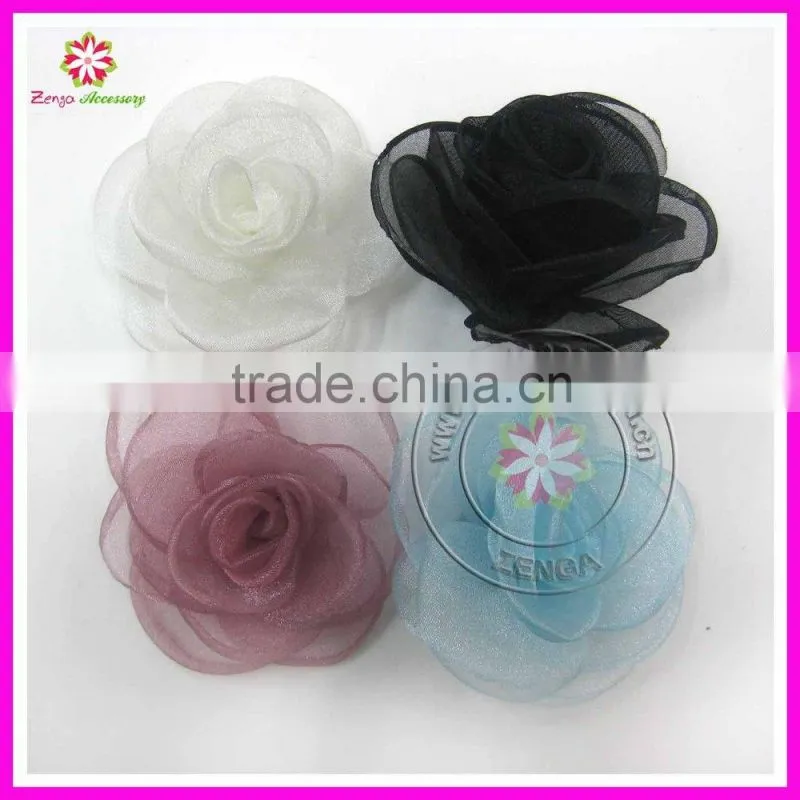 Organza burnt flower, handmade burnt edge curling satin rose, burnt satin organza flower