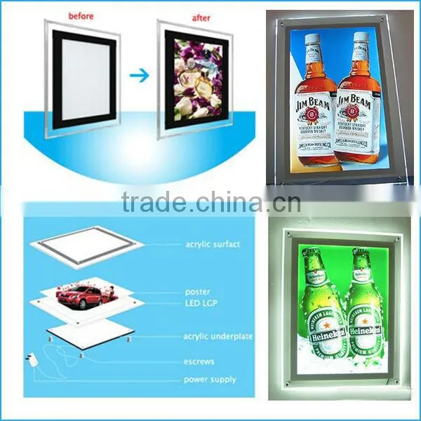illuminated edgelit acrylic led photo frame led light box