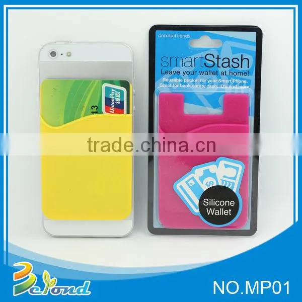 Promotional fashion customized soft silicone smart card wallet 3m sticky