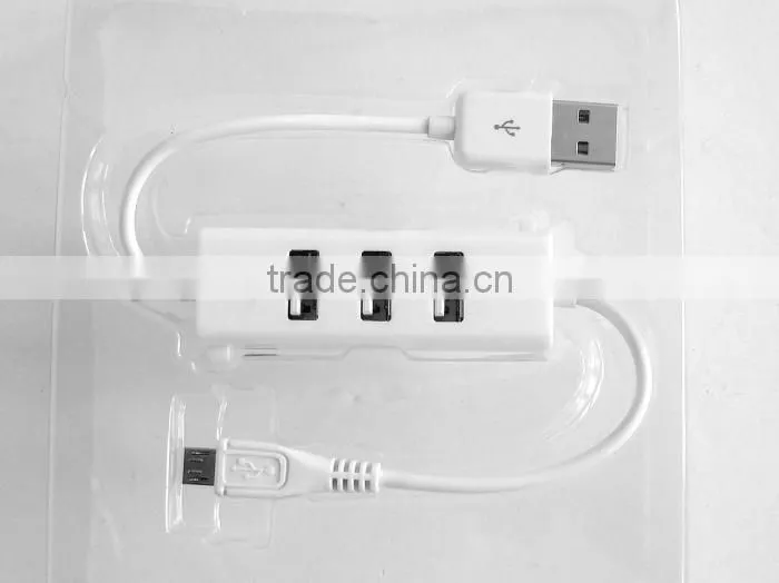 computer USB micro phone charge cable with 3 port usb hub