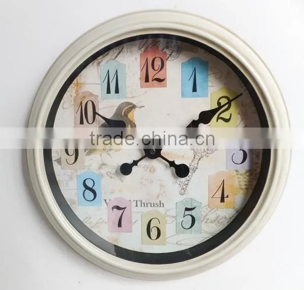 Dia 39 cm Country Style Round Metal Wall Clock
