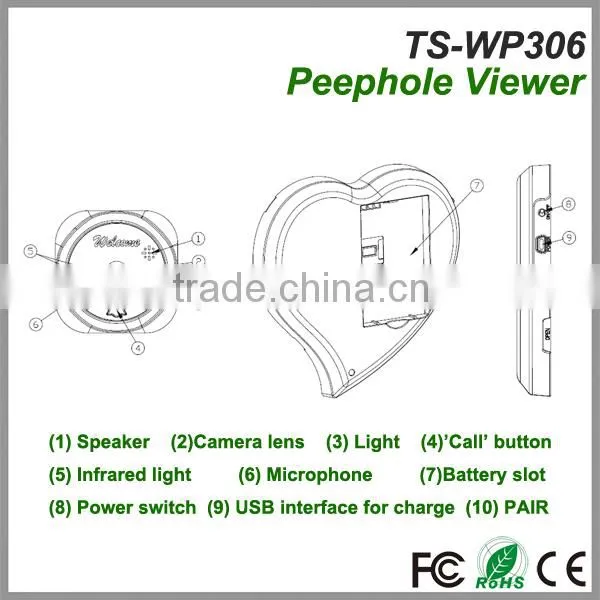The latest 3.5''TFT-LCD infrared luxury touch screen digital wireless intercom peephole door camera