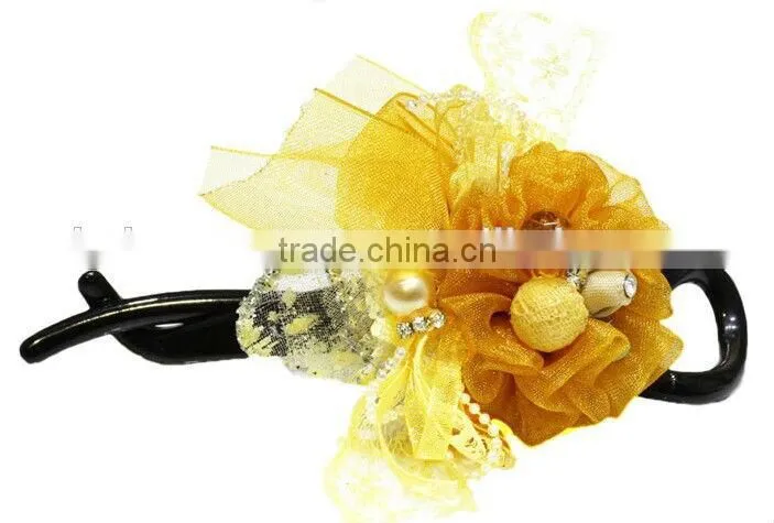 New Fashion Delicate Flower banana hair clip Pearls Hairclips