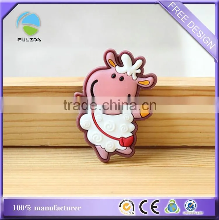dairy cow soft pvc rubber embossed promotional fridge magnet